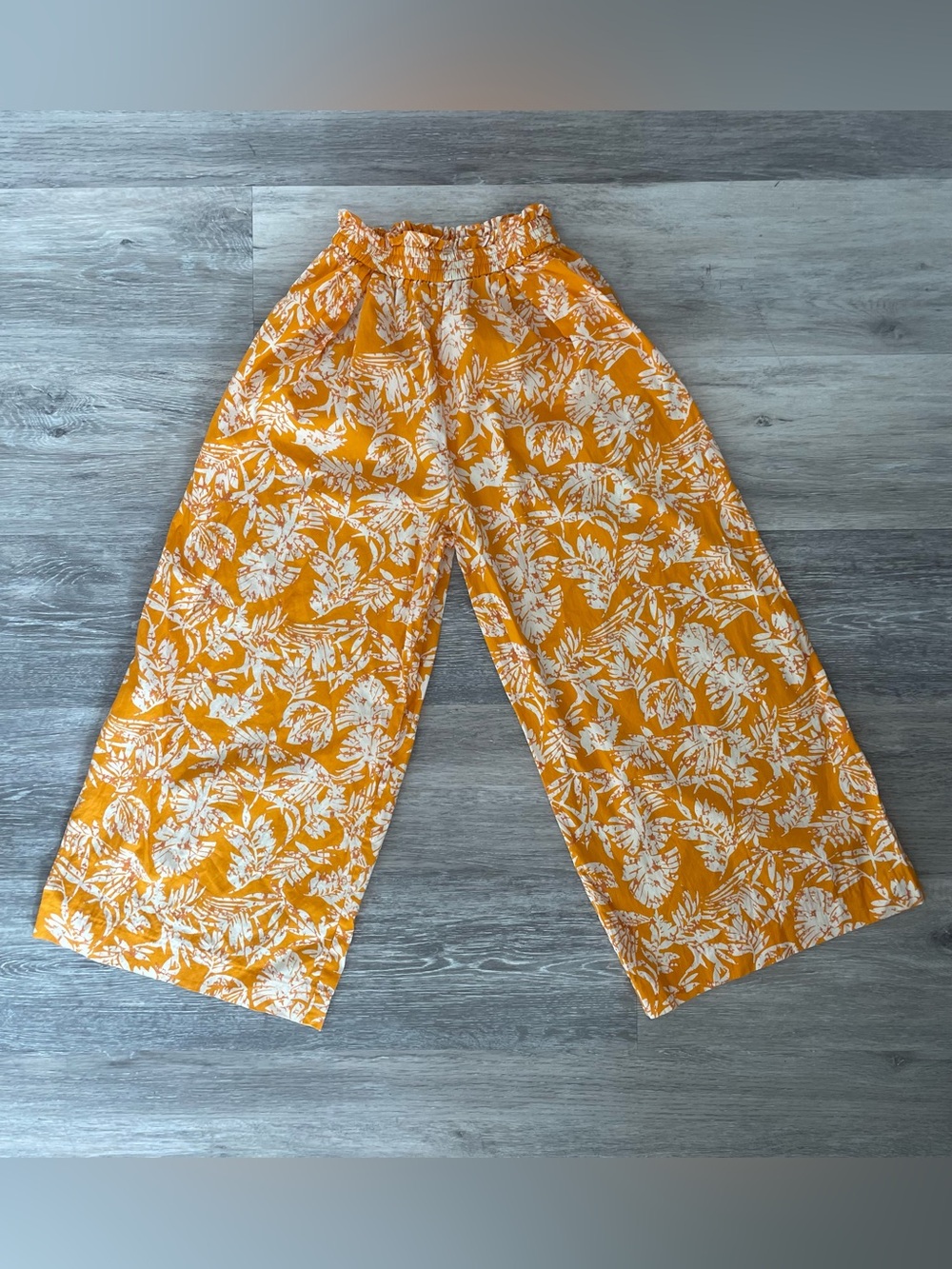 Zara Girls 100% Cotton Orange and White Wide Leg Pants Size 13-14